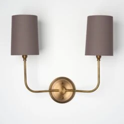 Ridley Drum | 2 Shade J-Curve Sconce(Ridley Drum 2 Shade J Curve Sconce)