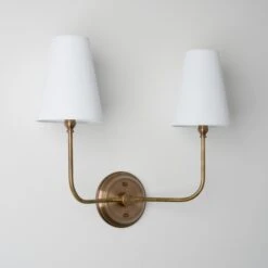 Ridley | 2 Shade J-Curve Sconce(Ridley 2 Shade J Curve Sconce) -Oldebricklighting Store OldeBrick21 Website